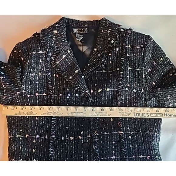 Carole Little Silk Blend Boucle Fringe Blazer Jacket Womens Petite S Career Vtg - Picture 10 of 13